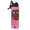Metallic water bottle with safety lid, 850ml aluminum