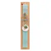 Easter Set, wooden keychain & aromatic flat Easter candle (30cm) (TURQUOISE)