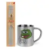 Easter Set, metallic thermal cup (300ml) & Easter aromatic flat candle (30cm) (GRAY)