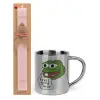Easter Set, metallic thermal cup (300ml) & aromatic flat Easter candle (30cm) (PINK)