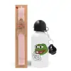 Easter Set, metallic aluminum bottle (500ml) & aromatic flat Easter candle (30cm) (PINK)