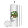 Tumbler ποτήρι θερμό από ανοξείδωτο ατσάλι 600ml, με μεταλλικό καλαμάκι & βούρτσα καθαρισμού