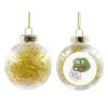 Transparent Christmas tree ball ornament with gold filling 8cm