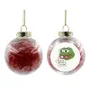 Transparent Christmas tree ball ornament with red filling 8cm
