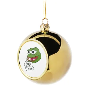 Pepe the frog, Στολίδι Χριστουγεννιάτικη μπάλα δένδρου Χρυσή 8cm