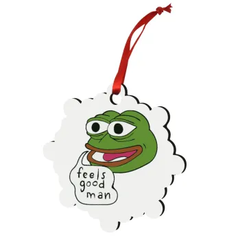 Pepe the frog, Christmas ornament snowflake wooden 7.5cm