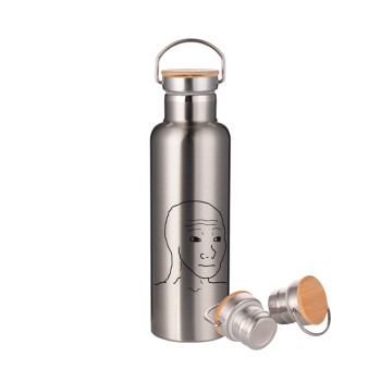 Feel guy, Stainless steel Silver with wooden lid (bamboo), double wall, 750ml