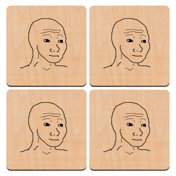 Feel guy, ΣΕΤ x4 Σουβέρ ξύλινα τετράγωνα plywood (9cm)