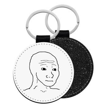 Feel guy, Μπρελόκ Δερματίνη, στρογγυλό ΜΑΥΡΟ (5cm)