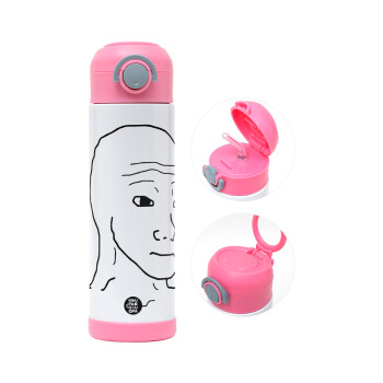 Feel guy, Children's hot water bottle, stainless steel, with safety straw, PINK (500ml)