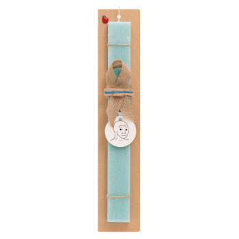 Feel guy, Easter Set, wooden keychain & aromatic flat Easter candle (30cm) (TURQUOISE)