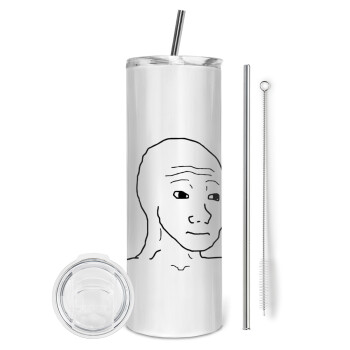 Feel guy, Eco friendly ποτήρι θερμό (tumbler) από ανοξείδωτο ατσάλι 600ml, με μεταλλικό καλαμάκι & βούρτσα καθαρισμού