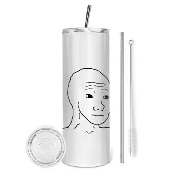 Feel guy, Tumbler ποτήρι θερμό από ανοξείδωτο ατσάλι 600ml, με μεταλλικό καλαμάκι & βούρτσα καθαρισμού