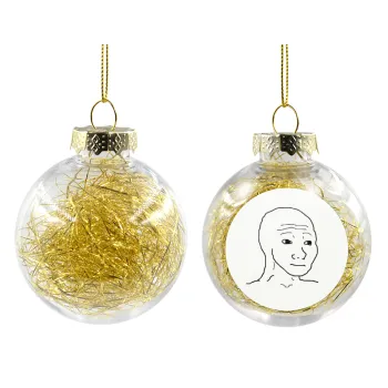 Feel guy, Στολίδι Χριστουγεννιάτικη μπάλα δένδρου διάφανη με χρυσό γέμισμα 8cm