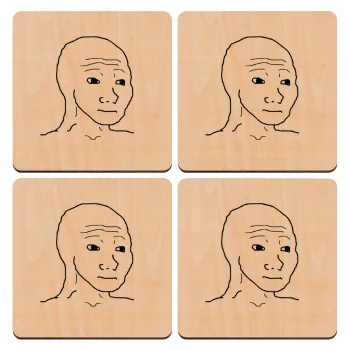 Feel guy, ΣΕΤ x4 Σουβέρ ξύλινα τετράγωνα plywood (9cm)