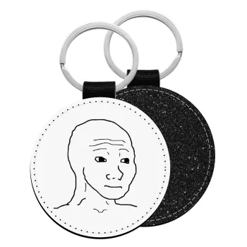 Feel guy, Μπρελόκ Δερματίνη, στρογγυλό ΜΑΥΡΟ (5cm)