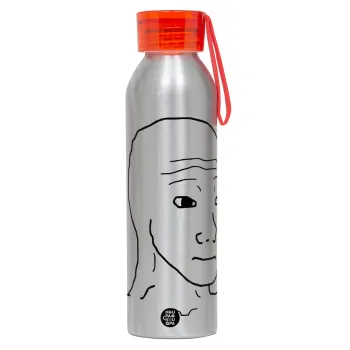 Feel guy, Αλουμινένιο Αθλητικό Μπουκάλι 650ml – Ασημί με Κόκκινο Καπάκι και Λουράκι Σιλικόνης