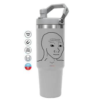 Feel guy, ΓΚΡΙ χρώματος Θερμός Ανοξείδωτο 890ml (30oz) με χερούλι