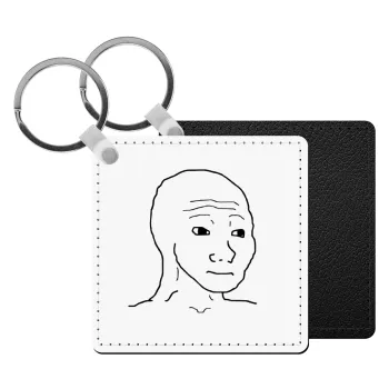 Feel guy, Μπρελόκ Δερματίνη, τετράγωνο ΜΑΥΡΟ (5x5cm)