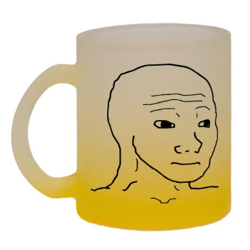 Feel guy, Κούπα γυάλινη δίχρωμη με βάση το κίτρινο ματ, 330ml