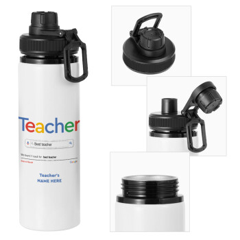 Searching for Best Teacher..., Μεταλλικό παγούρι νερού με καπάκι ασφαλείας, αλουμινίου 850ml