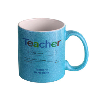Searching for Best Teacher..., Κούπα Σιέλ Glitter που γυαλίζει, κεραμική, 330ml