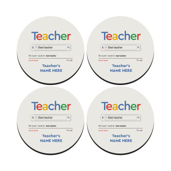 Searching for Best Teacher..., SET of 4 round wooden coasters (9cm)