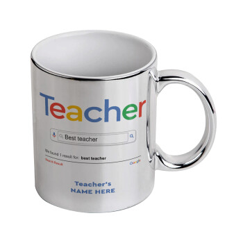Searching for Best Teacher..., Κούπα κεραμική, ασημένια καθρέπτης, 330ml