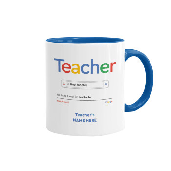 Searching for Best Teacher..., Mug colored blue, ceramic, 330ml