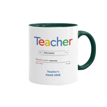 Searching for Best Teacher..., Mug colored green, ceramic, 330ml