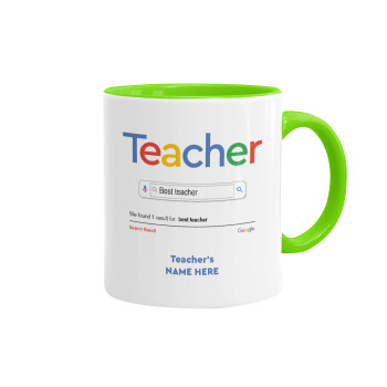 Searching for Best Teacher..., Mug colored light green, ceramic, 330ml