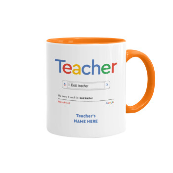 Searching for Best Teacher..., Mug colored orange, ceramic, 330ml