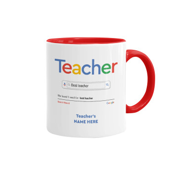 Searching for Best Teacher..., Mug colored red, ceramic, 330ml