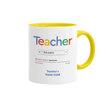 Searching for Best Teacher..., Mug colored yellow, ceramic, 330ml