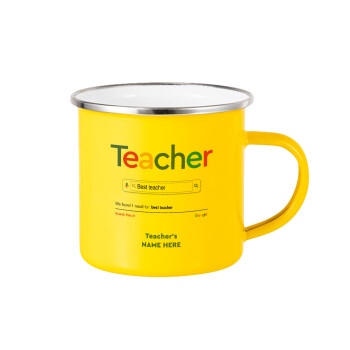 Searching for Best Teacher..., Yellow Enamel Metallic Cup 360ml