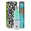 Easter Set, Metallic green/white thermos (Stainless steel), double-walled, 500ml & scented flat Easter candle (30cm) (TURQUOISE)