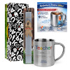 Easter Set, metallic thermal cup (300ml) & Easter aromatic flat candle (30cm) (GRAY)