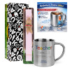 Easter Set, metallic thermal cup (300ml) & aromatic flat Easter candle (30cm) (PINK)