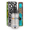Easter Set, metallic silver aluminum water bottle (500ml) & scented flat Easter candle (30cm) (TURQUOISE)