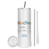 Tumbler stainless steel 600ml, with metal straw & cleaning brush