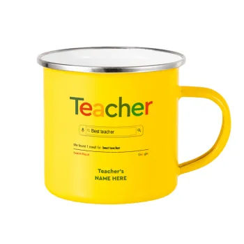 Searching for Best Teacher..., Κούπα Μεταλλική εμαγιέ Κίτρινη 360ml
