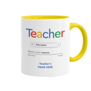 Searching for Best Teacher..., Mug colored yellow, ceramic, 330ml