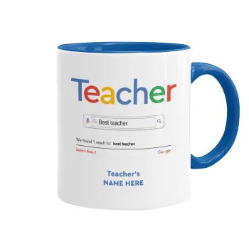 Searching for Best Teacher..., Mug colored blue, ceramic, 330ml