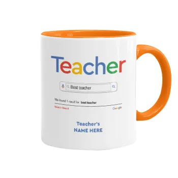 Searching for Best Teacher..., Mug colored orange, ceramic, 330ml