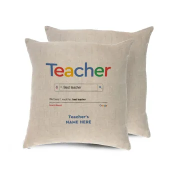 Searching for Best Teacher..., Μαξιλάρι καναπέ ΛΙΝΟ 40x40cm περιέχεται το  γέμισμα