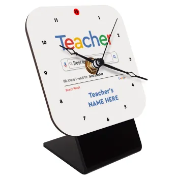 Searching for Best Teacher..., Quartz Wooden table clock with hands (10cm)
