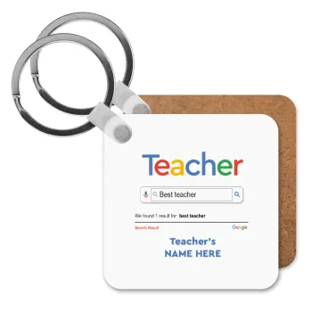 Searching for Best Teacher..., Μπρελόκ Ξύλινο τετράγωνο MDF