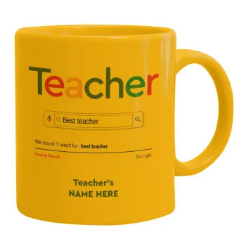 Searching for Best Teacher..., Κούπα, κεραμική κίτρινη, 330ml