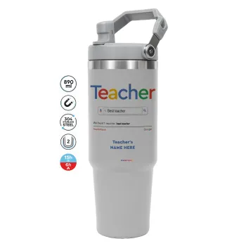 Searching for Best Teacher..., GREY color, 890ml (30oz) stainless Steel Tumbler with Handle