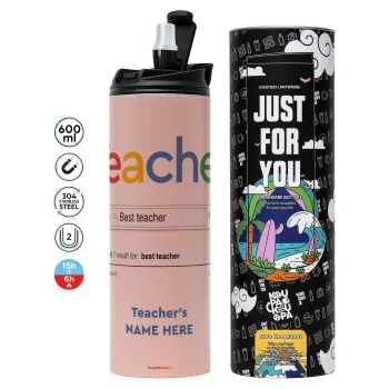 Searching for Best Teacher..., Tumbler stainless steel PINK 600ml